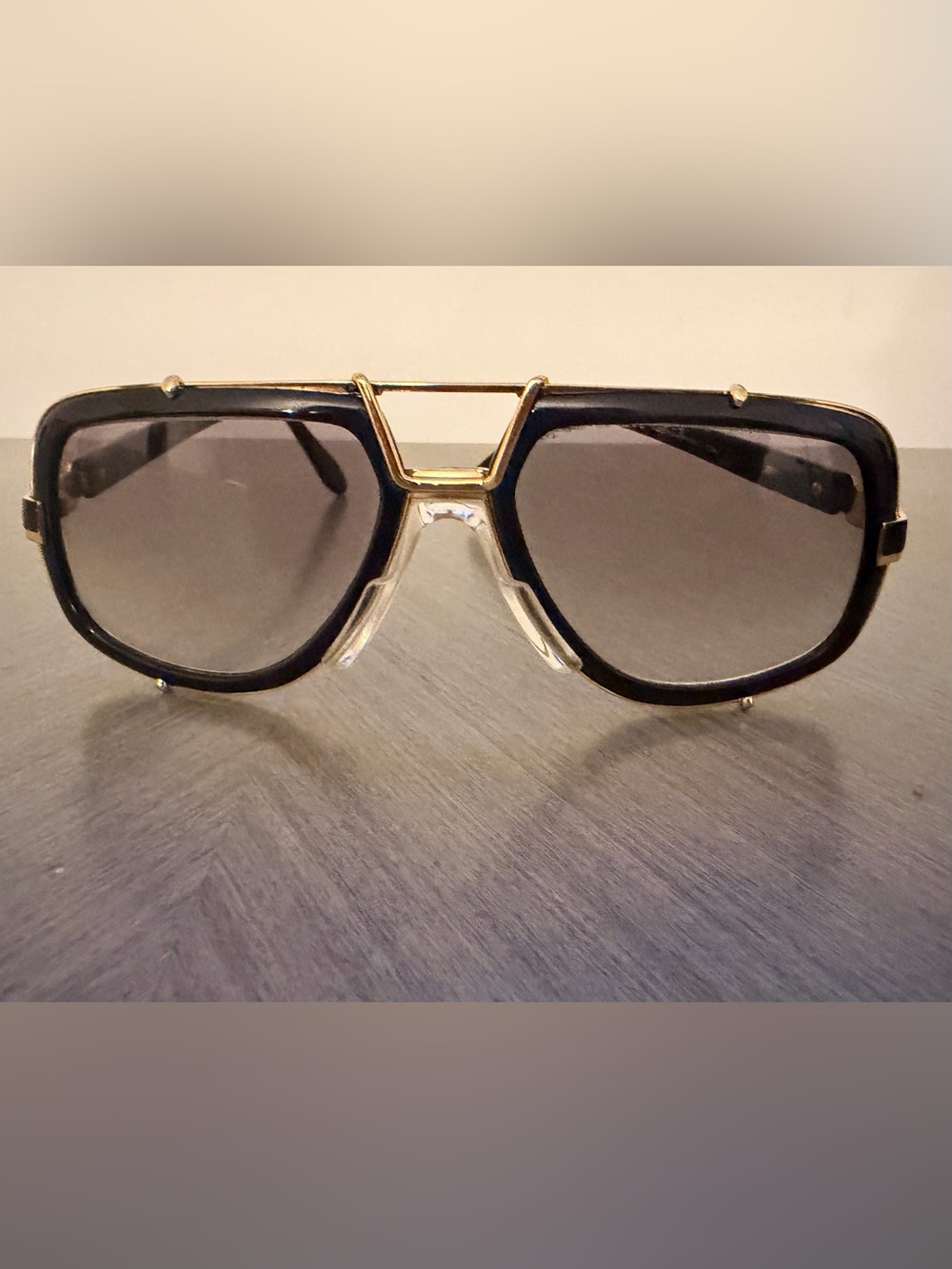 Cazal Model 656 Black and Gold sunglasses